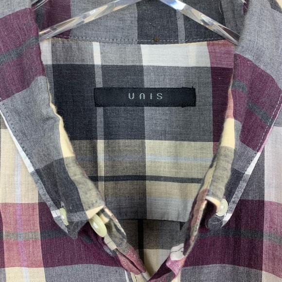 UNIS Lightweight Plaid Button Down Shirt - Picture 3 of 7